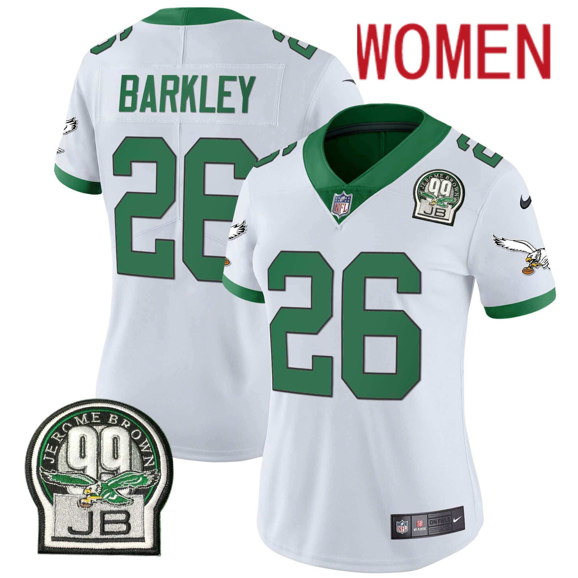 Women Philadelphia Eagles #26 Barkley White 2024 Nike Jerome Brown Patch Alternate Limited NFL Jersey